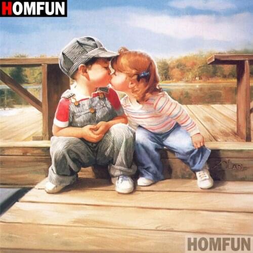 HOMFUN Full Square/Round Drill 5D DIY Diamond Painting "Oil painting child" 3D Embroidery Cross Stitch 5D Decor Gift A16812