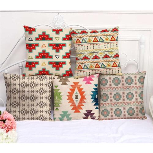 Aztec Geometric Pattern Bohemia Pillowcase 45*45cm Home Decor Boho Throw Pillow Covers Linen/Cotton Cushion Cover Decoration