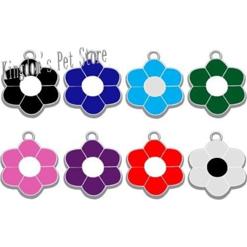 New Arrival Free Shipping 600PCS/LOT Mix Color Pet Products Flower Shaped Pet Tags Pet Dog Cat ID Tags Dog Tags Pet Tags