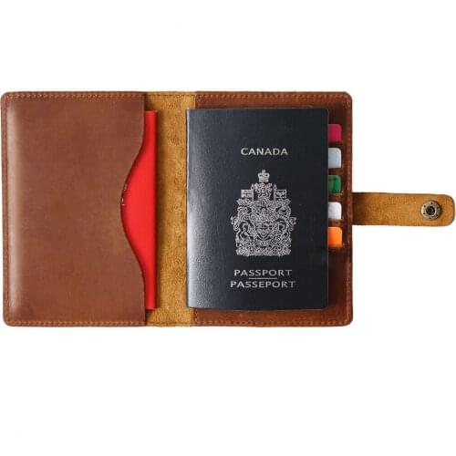 Unisex Crazy Horse Leather Passport Cover Men Genuine Leather Credit ID Card Holder Case Women Passport Case