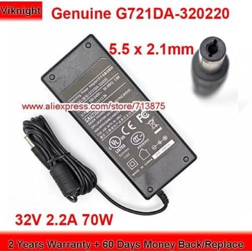 Genuine G721DA-320220 Switching Power Adapter for Philips 32V 2.2A AC Adapter 70W Charger with 5.5 x 2.1mm Plug Power Supply