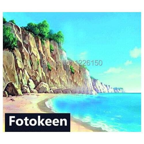 Preofessional 10*20ft/3*6m Hand Painted muslin backdrops 81-0012,sea & beach wedding photo Background , studio props photography