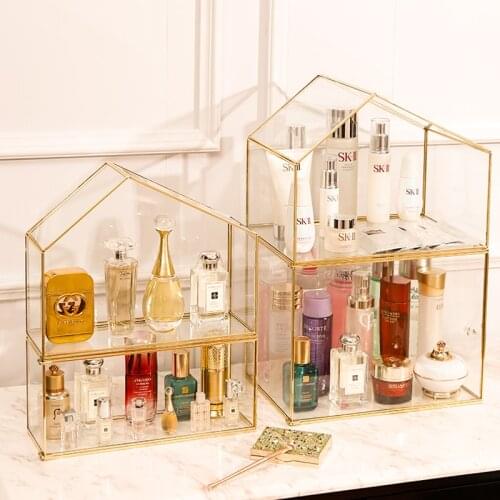 Transparent Glass Drawer Makeup Organizer Desktop finishing Skincare Shelf Lipstick Nail Polish Perfume Jewellery Storage Box