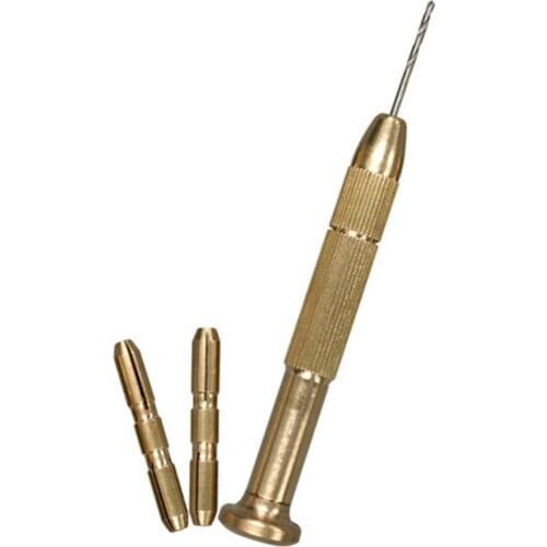 Pure copper hand hand twist drill fixture 0.5-3mm wood jewelry watch repair model process drilling, configuration three chuck