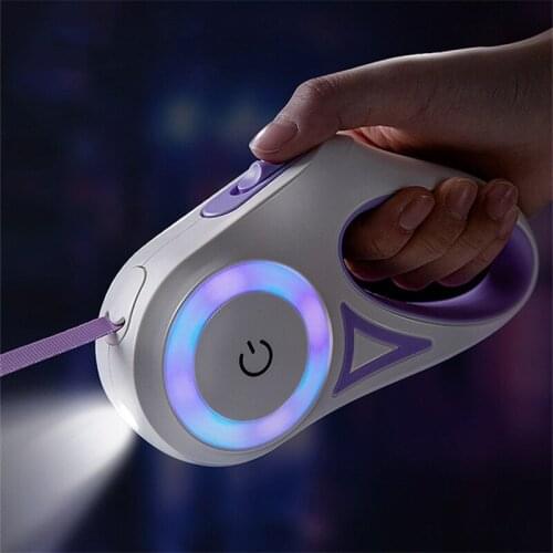 Pet Dog Harness And Leash Set With Bright Led Flashlight Retractable Scalable Walking Cat Durable Lead Automatic Extending Rope