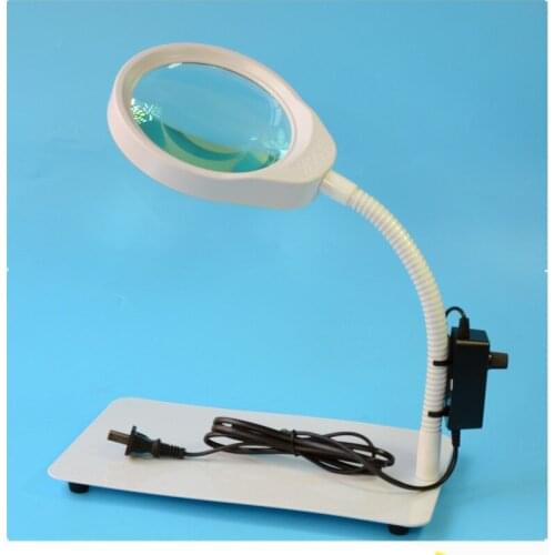 Foldable Desktop Magnifier Magnifying Loupe with 5X Lens Lamp Desk-type US Plug Magnifier with LED Light