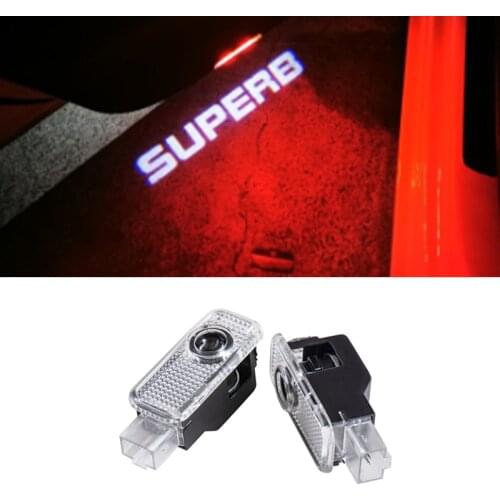 2pcs LED Car Door Courtesy Projector Ghost Shadow Logo Welcome Light For Skoda Octavia Superb Roomster old Febia Car Styling