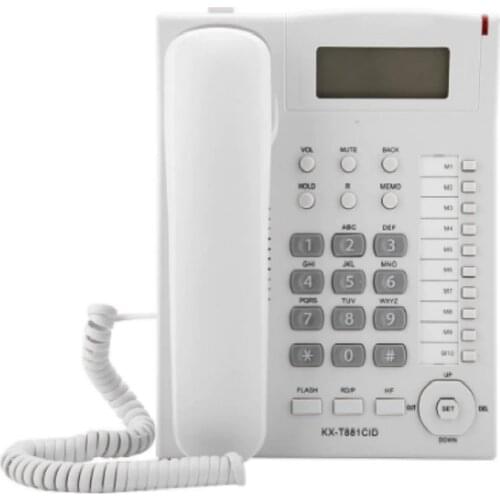 Caller ID Telephone Home Office Spot White KX-T881 Home Hotel Wired Desktop Telephone Office Landline Telephone with Bracket