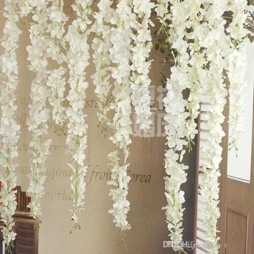 Upscale Artificial Silk Wisteria Flowers For DIY Wedding Arch Square Rattan Simulation Flowers Home Wall Hanging Basket Decor