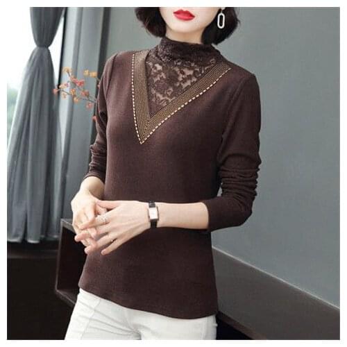 2021 Autumn Winter New Velvet T Shirt Woman Long Sleeve Shirt Woman T-shirt O Neck Korean Style Plus Size Loose Women Shirts