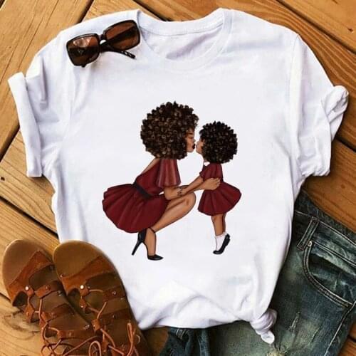 WVIOCE Fashion Black Girl Print T-shirt Mom Fashion Women T-shirt Top Summer Round Neck Harajuku Plus Size Clothes 28984