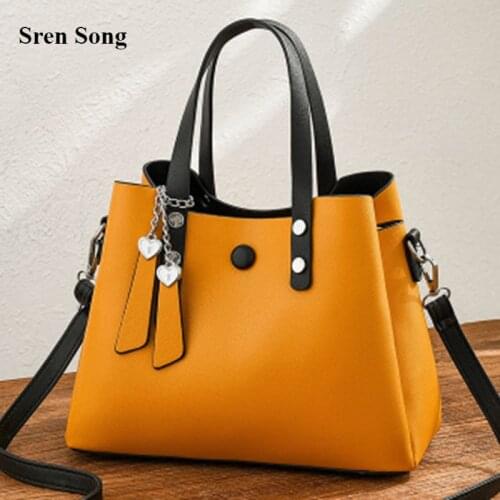 Women Leather Handbag 2020 Casual Crossbody Bag Yellow Bags Ladies Designer Handbags High Quality Shoulder Bags