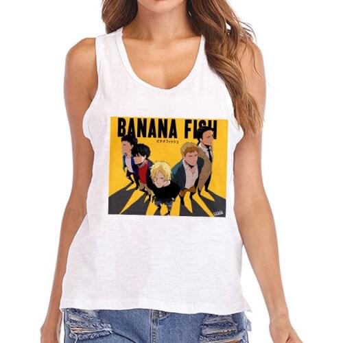 New Summer Banana Fish Japanese Anime Print Tank Tops Women Harajuku Cute Sexy Loose Large Size Sleeveless Female Top Clothing