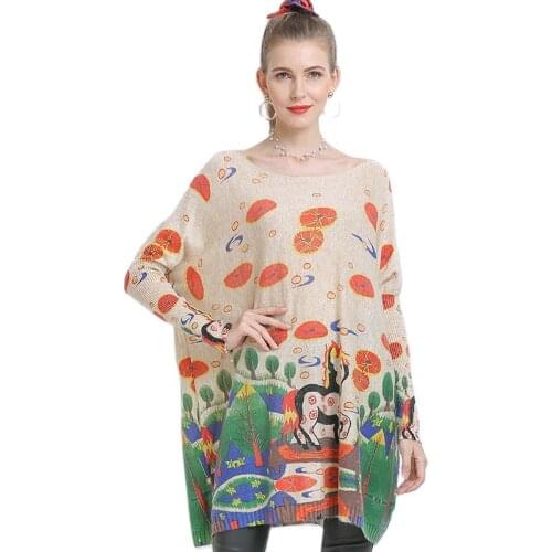 ARCSINX Oversize Womens Knitwear Plus Size 4XL 5XL 6XL Cute Print Winter Womens Sweater Thin 5% Wool Sweaters Woman 7XL 8XL