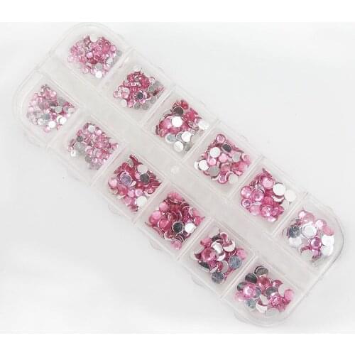 1Box(400Pcs) Pink Acrylic Rhinestone For Needlework FlatBack Cabochon Scrapbook Decoration Craft DIY Embellishments Accessories