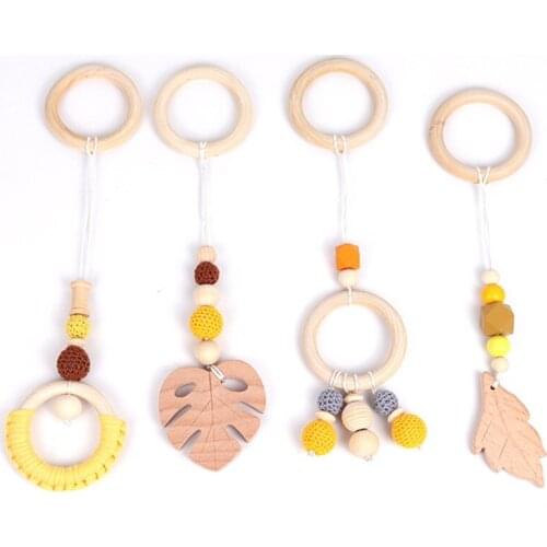 Baby Toys 1set/4pcs Play Gym Wooden Chain Rattle Toys Teething Nursing Stroller 0-12 Months Baby Rattle Toy Best Gifts