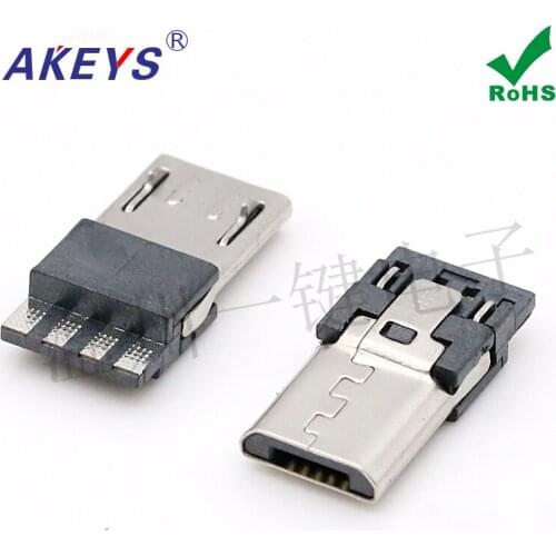 10PCS Android plug USB male welding wire type MICRO5P mold top socket connector B type front five rear four thin