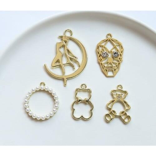 10pcs Hip-hop Sailor Moon Skull Teddy Bear Statement Drop Earrings for Women Alloy Pendant diy Jewelry Necklace Accessories