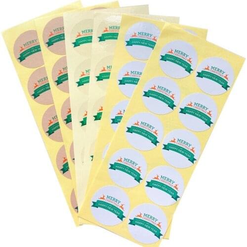 1000PCS Wholesale Merry Christmas Sealing sticker Green Happy New Year handmade with love Holiday gifts Greeting card tree 3.5CM