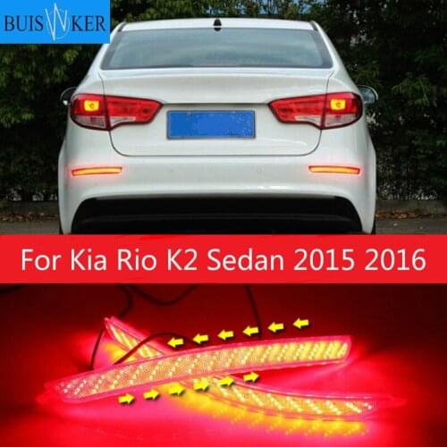 2Pcs LED Rear Bumper Reflector Car Tail Light Fog Lamp Braking Driving Car Accessories For Kia Rio K2 Sedan 2015 2016