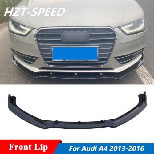 3 PCS ABS Material Black Carbon Look Front Bumper Splitter Lip For Audi A4 Car 2013-2016