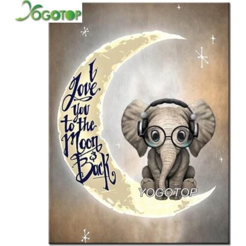 5d Diamond Painting moon Elephant Diamond Embroidery Full Display Cartoon Diamond Mosaic Rhinestones Picture Decoration YY1228