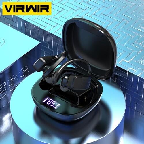 VIRWIR Wireless Bluetooth Earphones HIFI Stereo Ear Hook Earbuds Women Men Sports Waterproof Music Earphones with Mic for Xiaomi