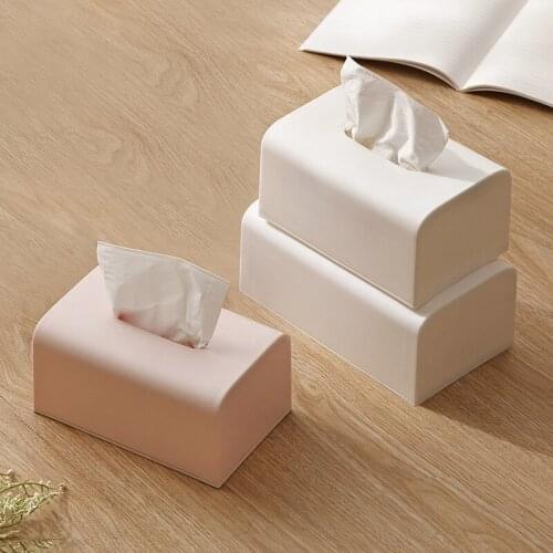 2Colors Multi-function Tissue Box Simple Pure Color Desktop Storage Box Living Room Table Napkin Tray