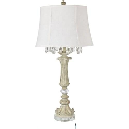 Home living room faced crystal drops decorative white luxury candlestick accent table lamps