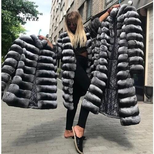 Hot Promotion Classic 100% Natural Real Rex Rabbit Fur Coat Warm Chinchilla Color Women Coat High Quality Multi Style Fur Jacket