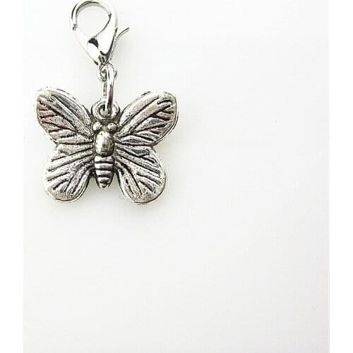 Hot Selling 30pcs Butterfly Dangle Charms Lobster Clasp Charms Diy Jewelry Accessory for Bracelets Pendants Hanging Charms