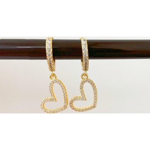 HECHENG 1pair Love Heart CZ Earrings Ear line necklace Gold Color For Women Wholesale Jewelry Accessories DIY Gift