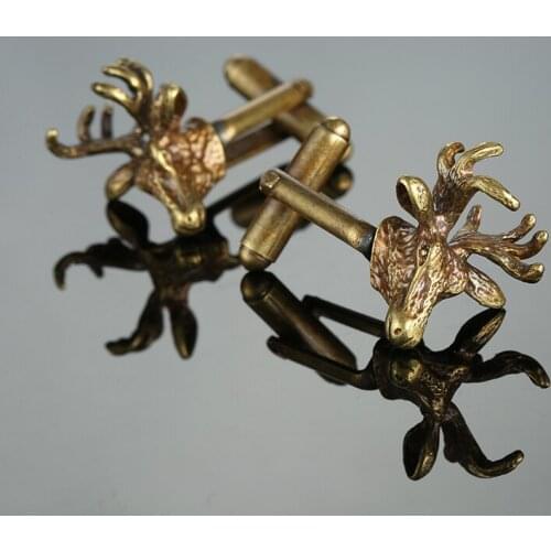 HYX Luxury Fashion cufflinks for mens Brand cuff buttons Copper antlers cuff links High Quality abotoaduras Jewelry