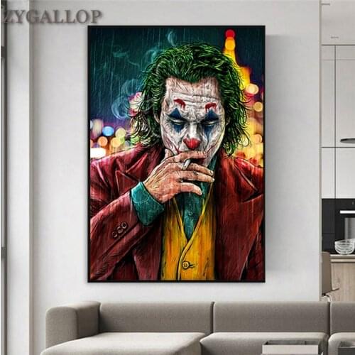 Movie Star Joker Oil Canvas Painting Comic Joker Posters and Prints Wall Decor Painting Wall Pictures for Living Room Decoration