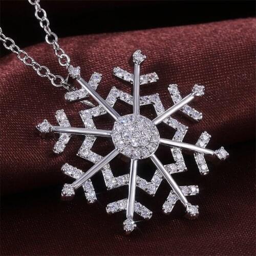 YOUHAOCC Creative Snowflake Pendant Zircon Necklace Feminine Ladies Accessories Exquisite Sweater Chain Fashion Jewelry