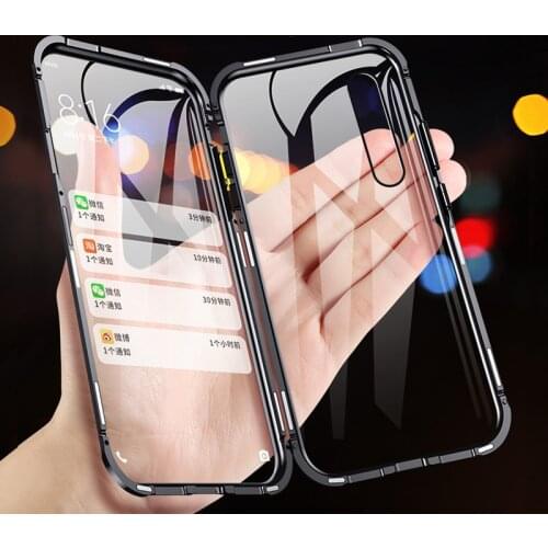 Magnetic Adsorption Case For Xiaomi Mi 8 Front and Back Glass Cover Magnet tempered glass Case For Xiaomi Mi 8