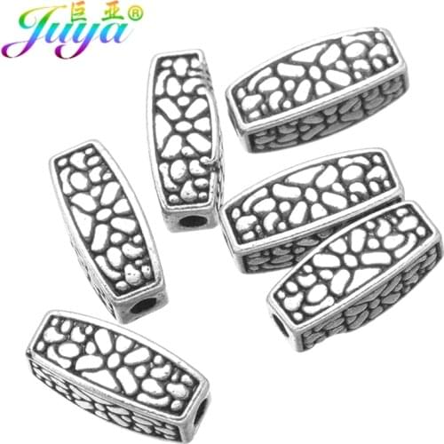Juya 5mm Metal Charm Beads Antique Silver Color End Beads Accessories For Women Classical DIY Craft Jewelry Making