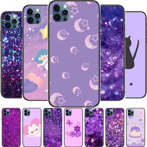 Fashion Purple stars Shiny Phone Cases For iphone 12 Pro Max case 11Pro Max 8PLUS 7PLUS 6S iphone XR X XS mini mobile cell fund