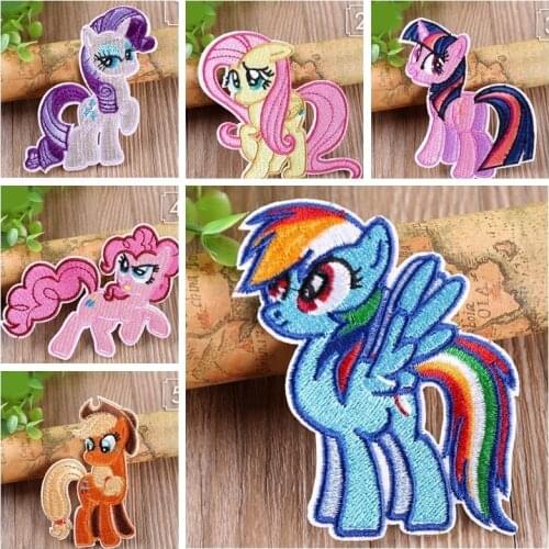 Cartoons My Little Poni Horse Patches For Clothes Iron On Embroidered Fabric Badges Applique DIY Childrens T-shirt decoration