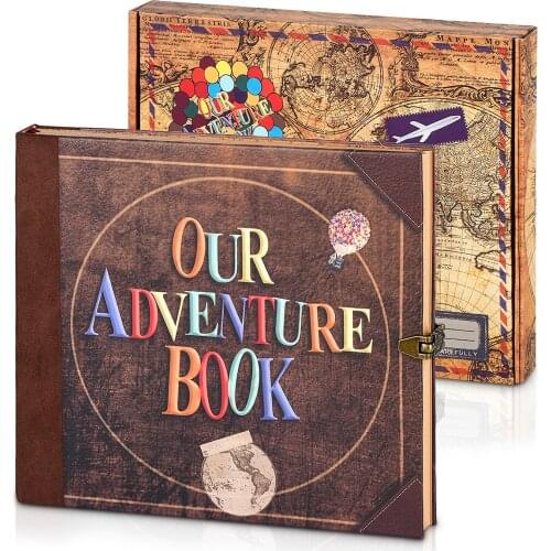 Our Adventure Book DIY Handmade With Gift Box Balloon Photo Album Retro Vintage Kraft Paper Scrapbook Wedding Gift For Bride New