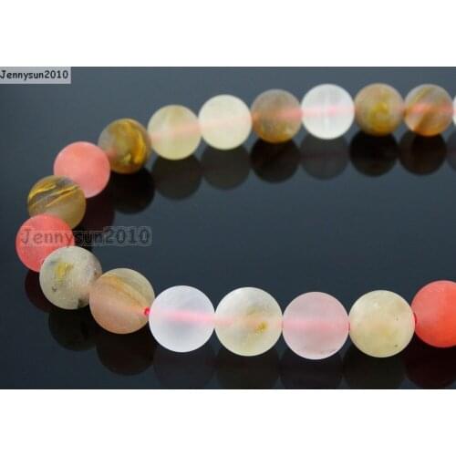 Natural Matte Multi-Colored Cherry Quartz 6mm Frosted Gems stones Round Ball Loose Spacer Beads 15'' 5 Strands/ Pack