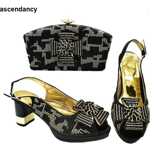 New Fashion Women Shoes and Bags To Match Set Italy Bag and Women Shoe for Party African Women Wedding Party Shoes with Bag Set