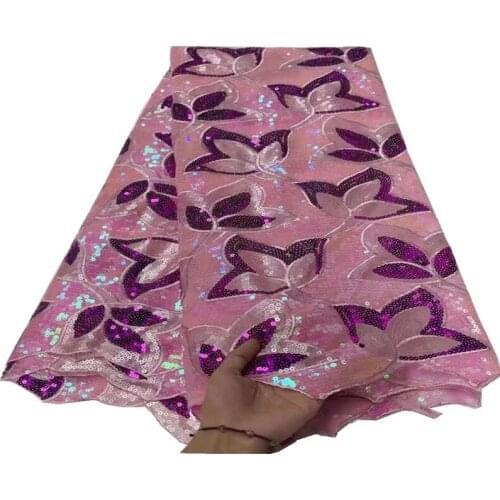 Sequin French Lace Fabric Tulle Embroidered African Lace Fabric High Quality Nigerian Fabric For Women Party JY-125