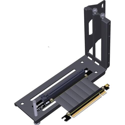 PCIe 3.0 x16 PCI-E Express Extender Extension Cable R33SH Flat Cord Graphics Video Card Vertical Bracket for ATX Chassis PC Case