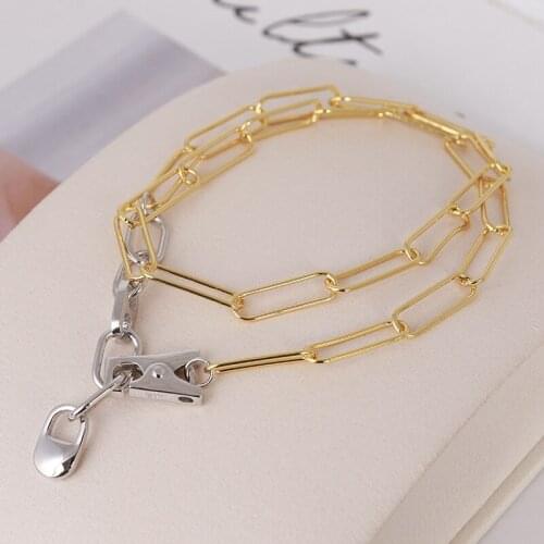 Simple trendy style stitching chain hit color necklace clavicle chain