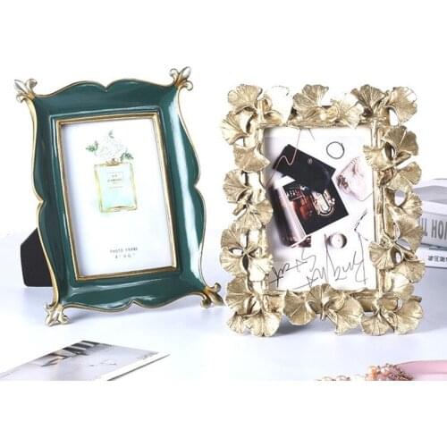 6 Inch Resin Golden Ginkgo Leaf Frame Retro Multifunctional Picture Certificate Frames Wedding Bedroom Desktop Decoration Crafts