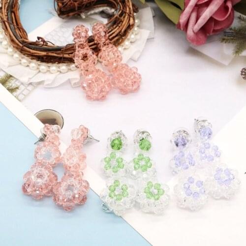 Flower Earrings Long Mixed Colors New Designs Beads Weaving Creative Hollowout Accessories