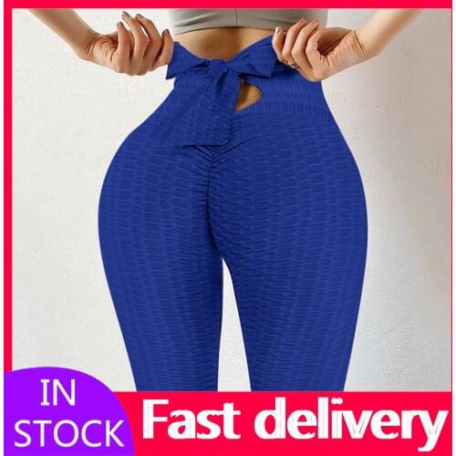 #VO Leggings Women Fitness Bow Tie High Waist Pants Workout Sports Pants Sexy Running Athletic Leggins Stretch Push Up Leggings