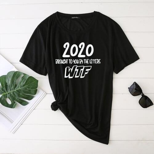 Seeyoushy 2020 Brought To You By The Letters WTF Womens T-shirt Round Neck Cotton Funny Tshirt for Women Tops Mulher Camisetas