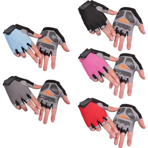 1 Pair Cycling Half-Finger Gloves Anti Slip Outdoor Sport Sun Protection Cycling Gloves Mesh Fabric Sport Bicycle Accessories
